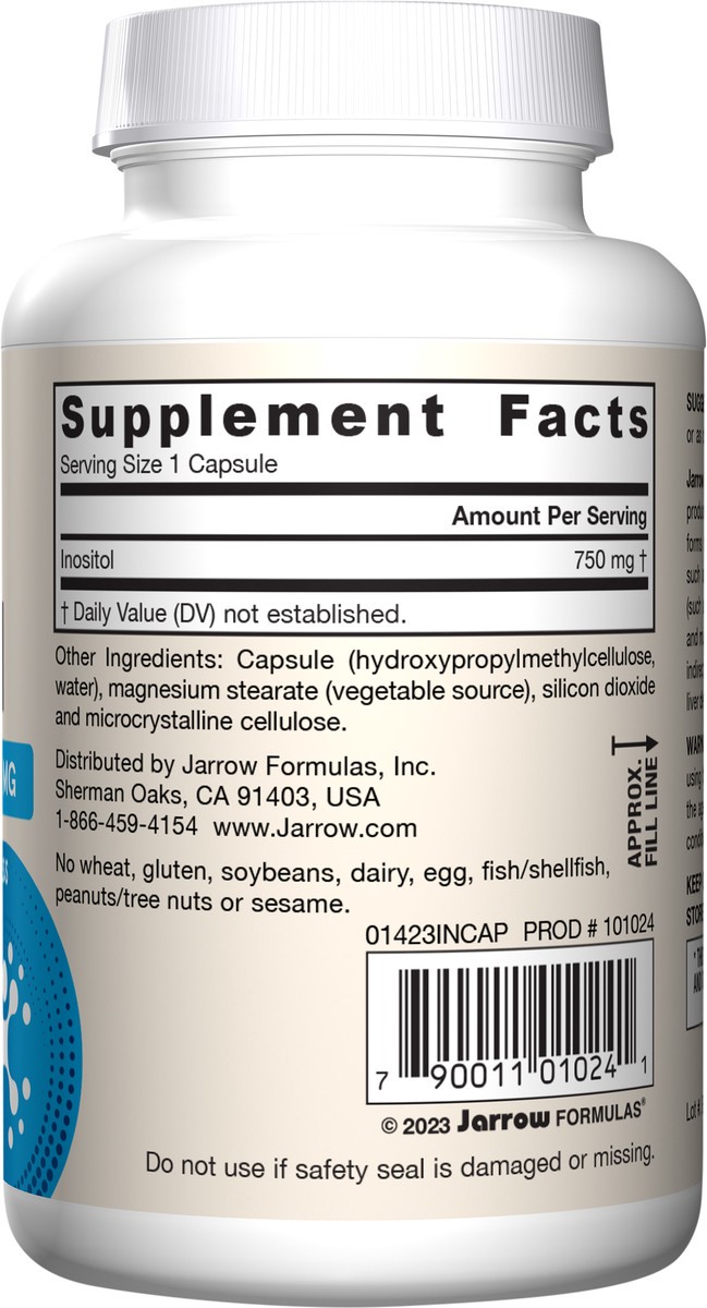 slide 4 of 4, Jarrow Formulas Inositol 750 mg - 100 Veggie Capsules - Liver Support Dietary Supplement for Men & Women - Useful for Nerve Functioning & Fat Metabolism - 100 Servings, 100 ct