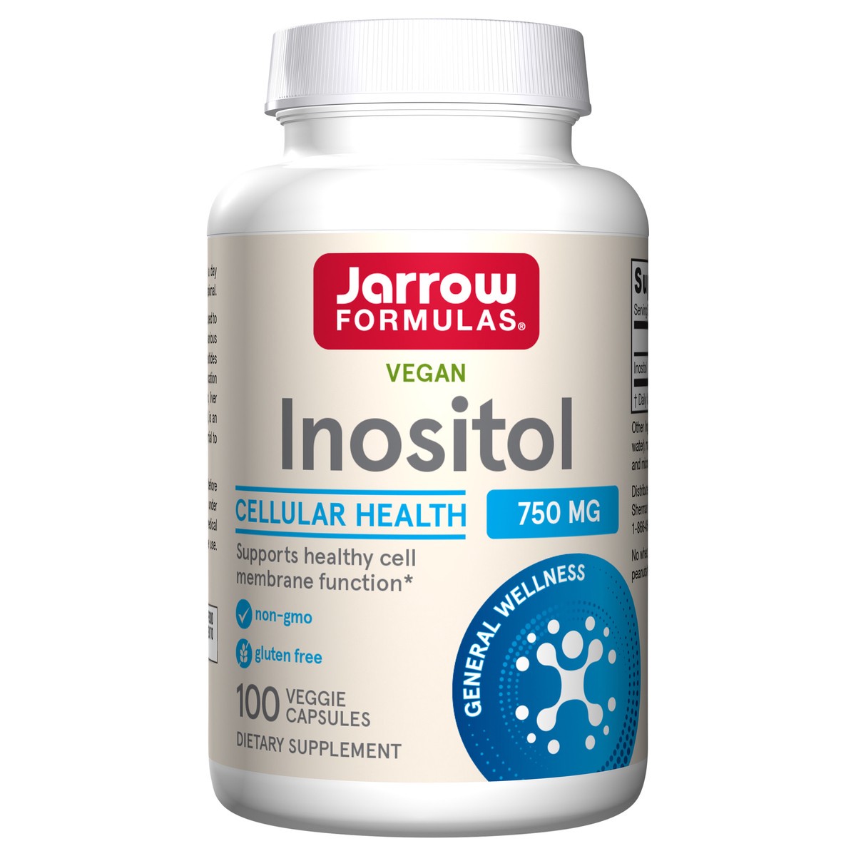 slide 1 of 4, Jarrow Formulas Inositol 750 mg - 100 Veggie Capsules - Liver Support Dietary Supplement for Men & Women - Useful for Nerve Functioning & Fat Metabolism - 100 Servings, 100 ct