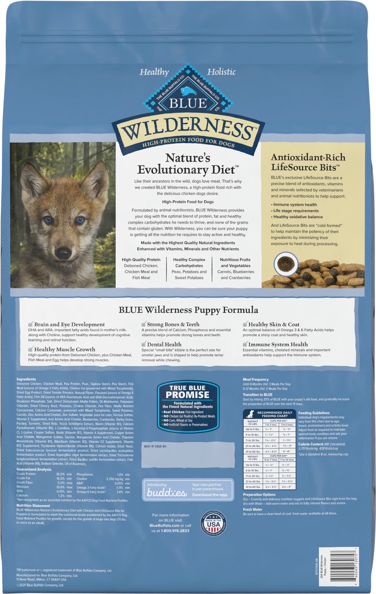 slide 3 of 13, Blue Buffalo Wilderness High Protein, Natural Puppy Dry Dog Food, Chicken 20-lb, 20 lb