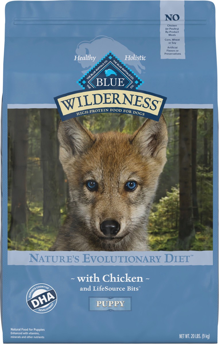 slide 4 of 13, Blue Buffalo Wilderness High Protein, Natural Puppy Dry Dog Food, Chicken 20-lb, 20 lb