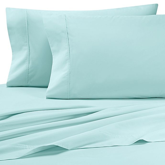 slide 1 of 1, Heartland HomeGrown 325-Thread-Count Cotton Percale King Fitted Sheet - Aqua, 1 ct
