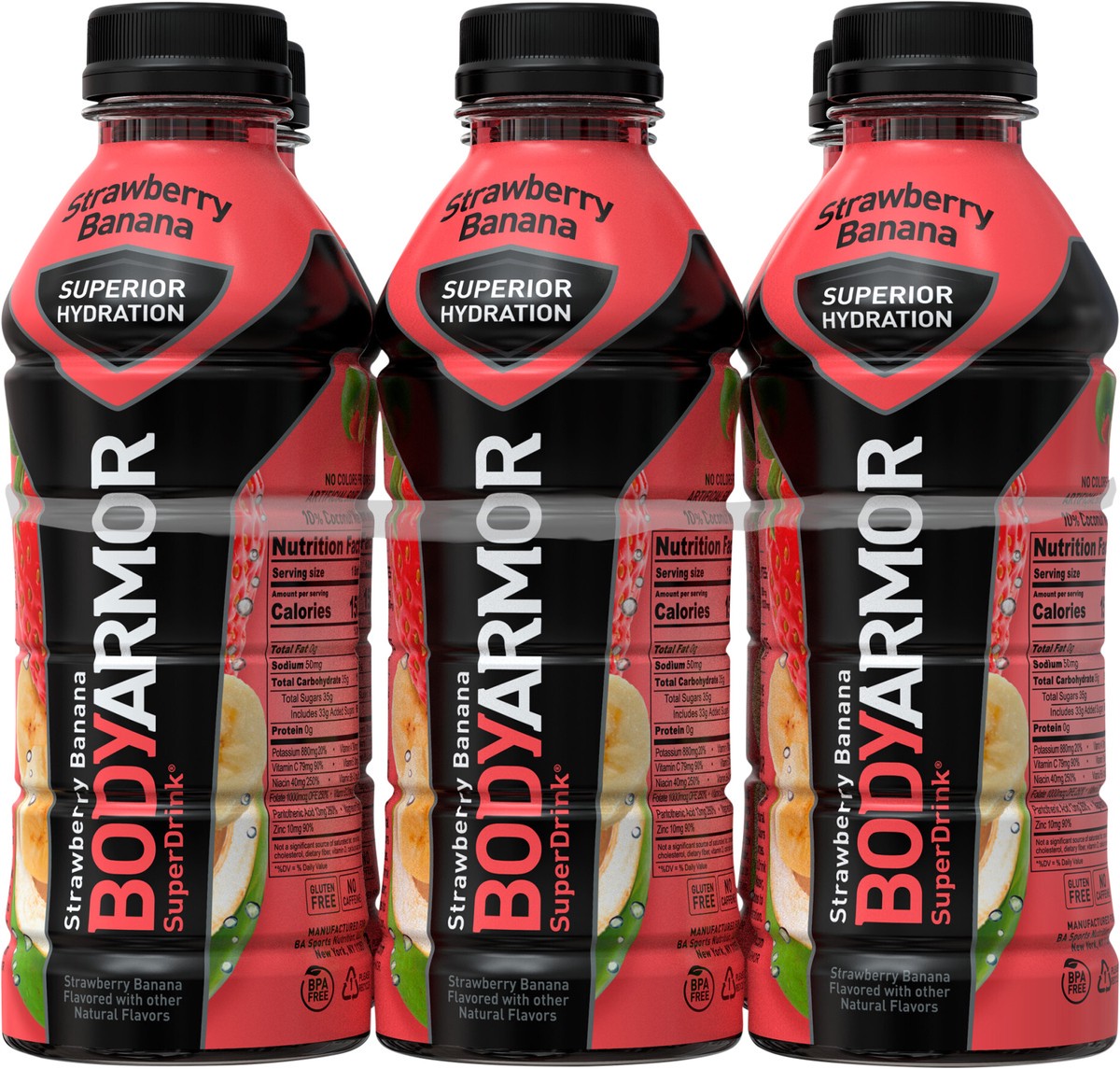 slide 2 of 10, BODYARMOR Sports Drink Strawberry Banana, 20 fl oz, 6 Pack, 6 ct