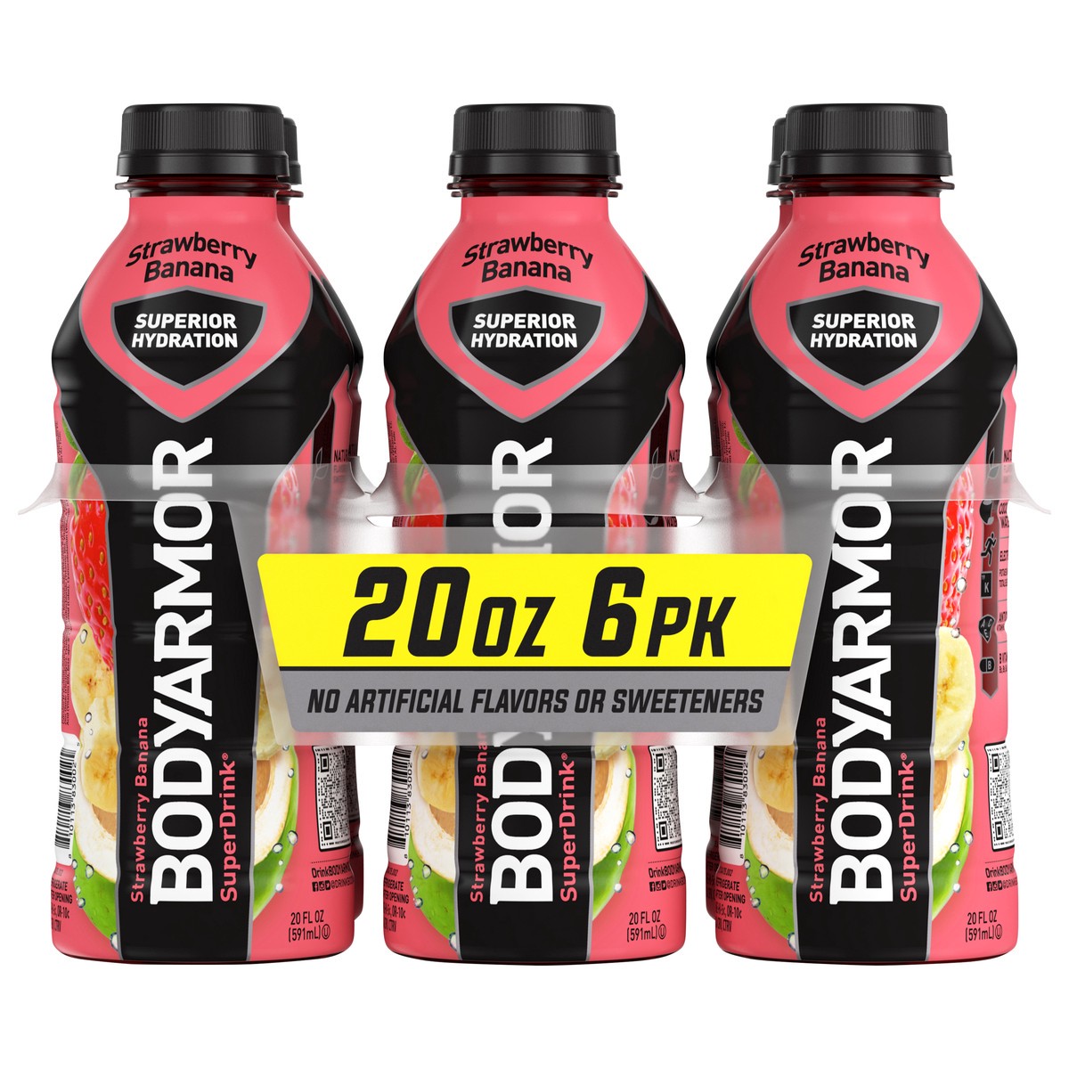 slide 1 of 10, BODYARMOR Sports Drink Strawberry Banana, 20 fl oz, 6 Pack, 6 ct