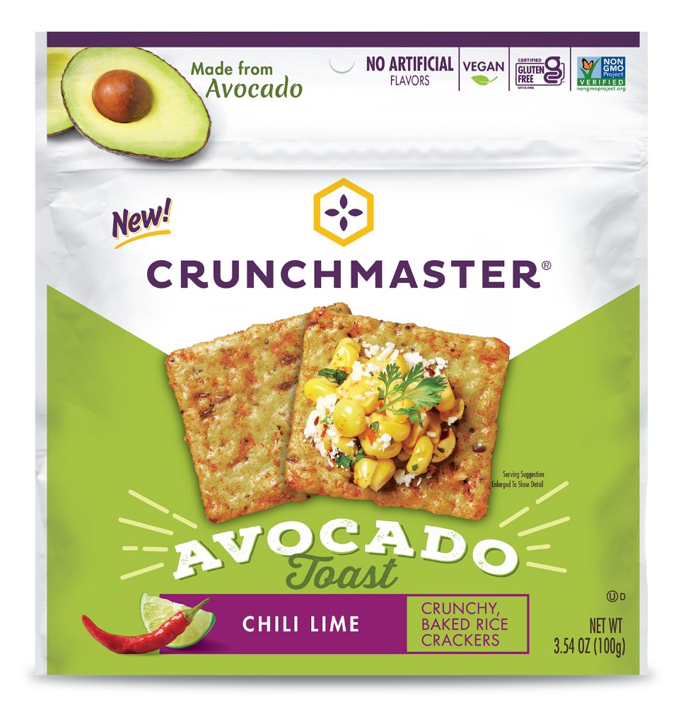 slide 1 of 1, Crunchmaster Avocado Toast Chili Lime Crackers, 3.54 oz