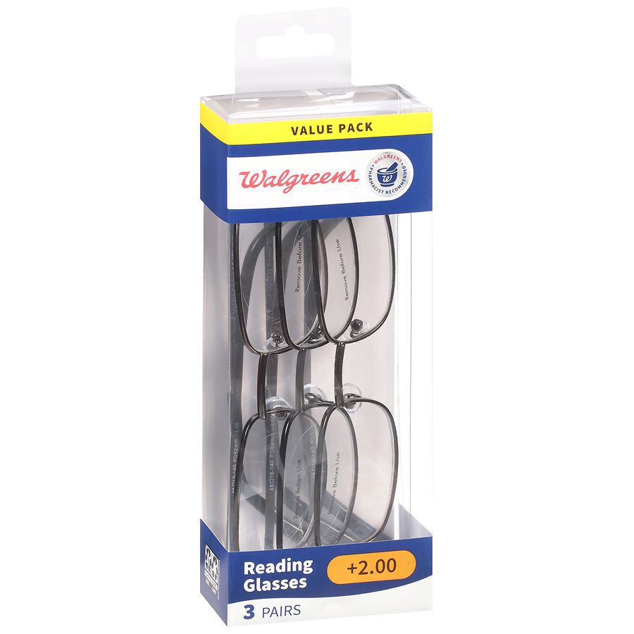 slide 5 of 5, Walgreens Council Reading Glasses +2.00, 3 ct