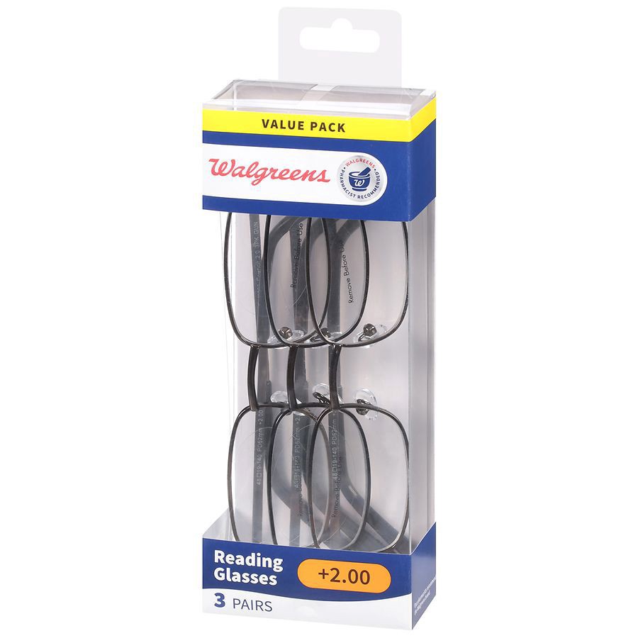 slide 3 of 5, Walgreens Council Reading Glasses +2.00, 3 ct