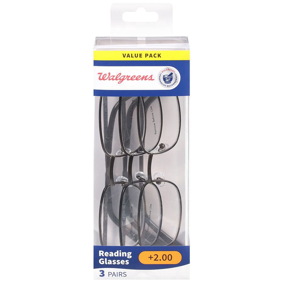 slide 1 of 5, Walgreens Council Reading Glasses +2.00, 3 ct