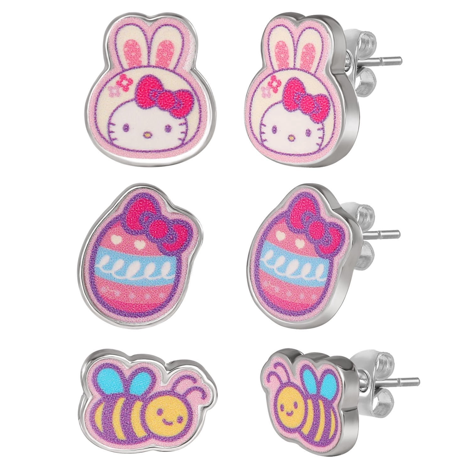 slide 2 of 3, Hello Kitty & Friends Easter Stud Earrings Set, 3 Ct, 1 ct