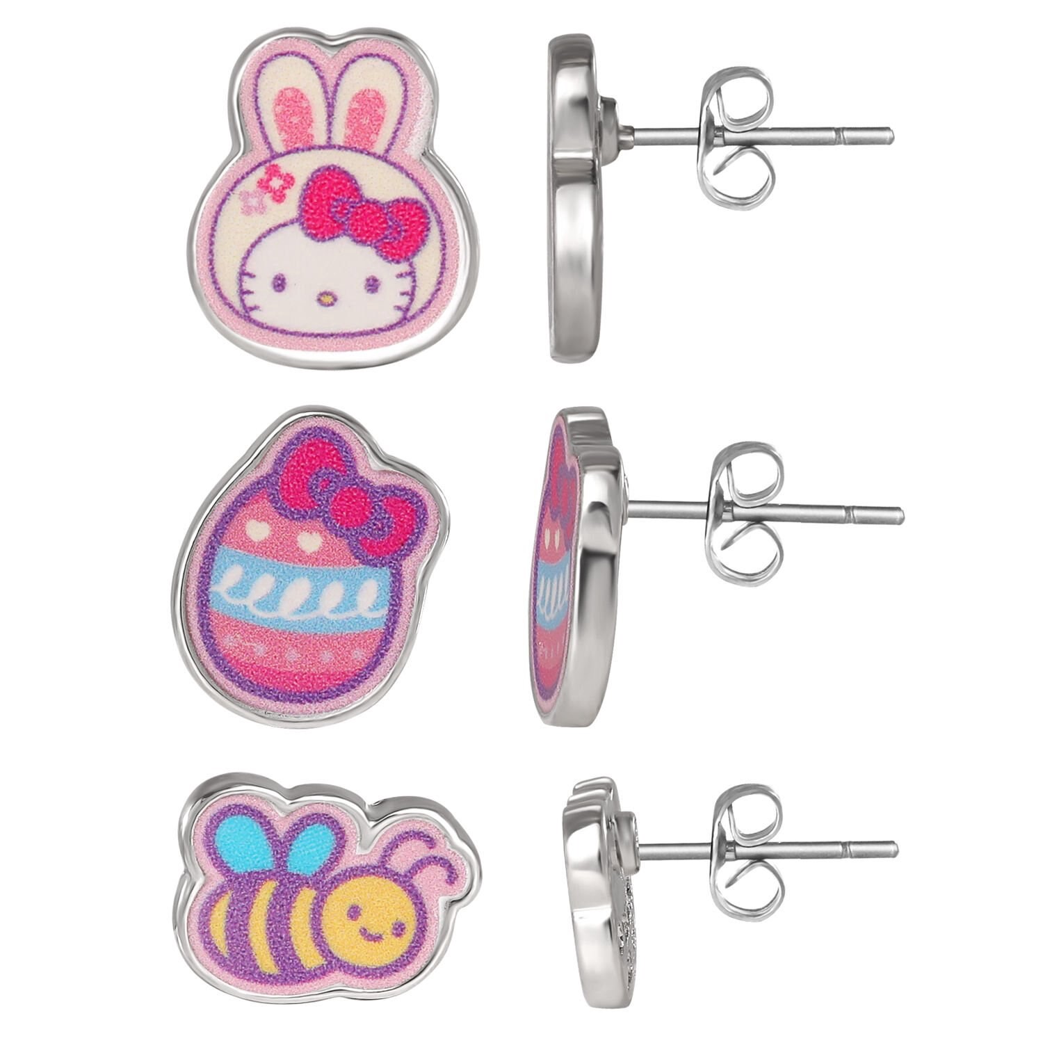 slide 3 of 3, Hello Kitty & Friends Easter Stud Earrings Set, 3 Ct, 1 ct