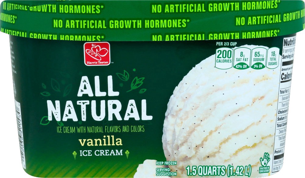 slide 2 of 2, Harris Teeter All Natural Vanilla Ice Cream, 48 fl oz