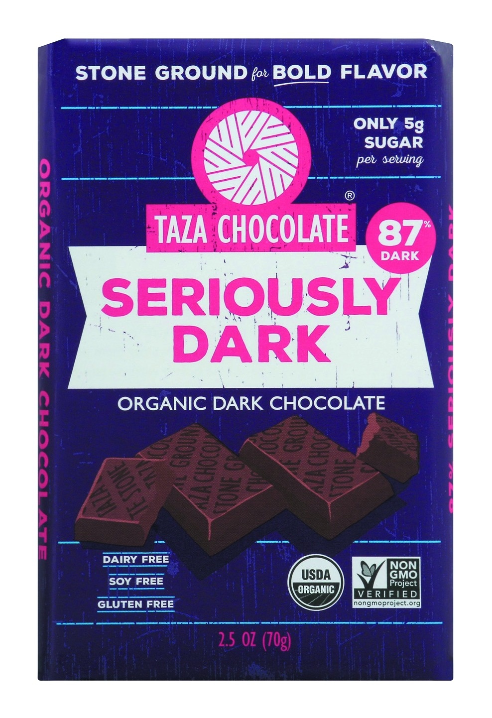 slide 1 of 8, Taza Chocolate Taza Seriously Dark Organic Chocolate Bar, 2.5 oz