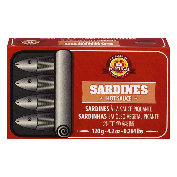 slide 1 of 1, A Taste Of Portugal A Tste Prtgl Fish Whl Sardines Hot Sce - 4.2 OZ, 4.2 oz