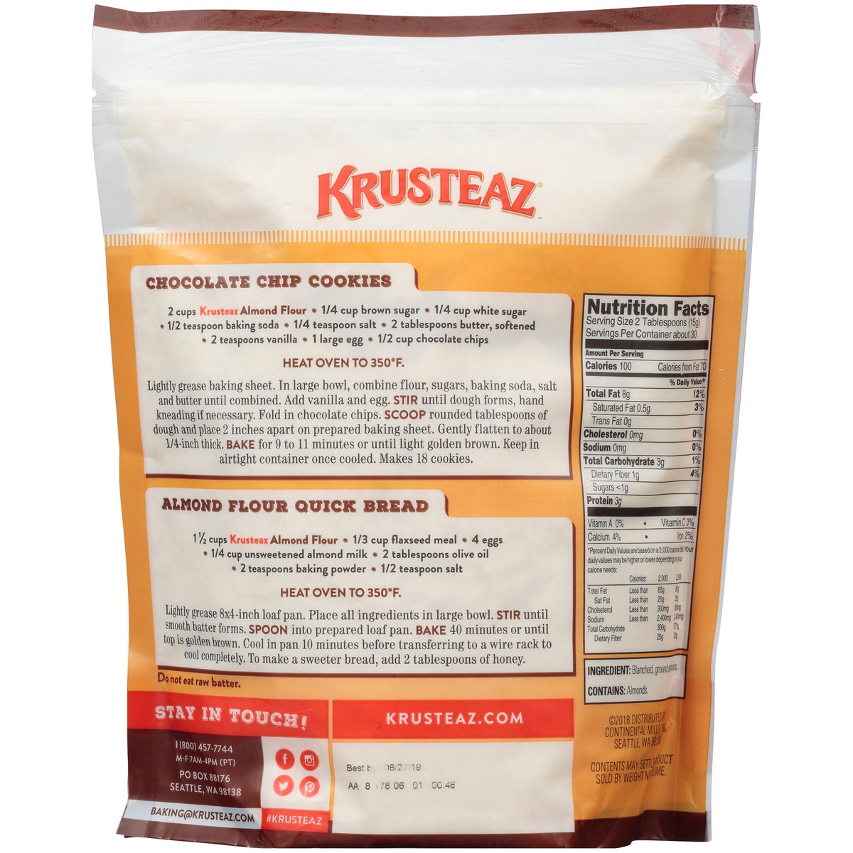 slide 5 of 6, Krusteaz Almond Flour, 16 oz