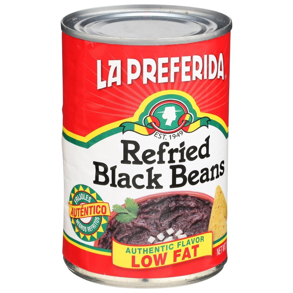 slide 3 of 4, La Preferida Beans Refried Black Fat Free, 16 oz