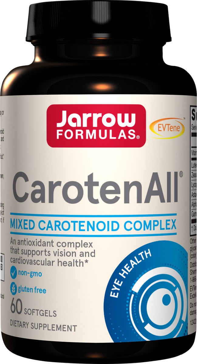 slide 2 of 4, Jarrow Formulas CarotenAll - 60 Softgels - Supplement Provides Seven Major Carotenoids Found in Fruits & Vegetables to Support Cardiovascular & Vision Health - Up to 60 Servings, 60 ct