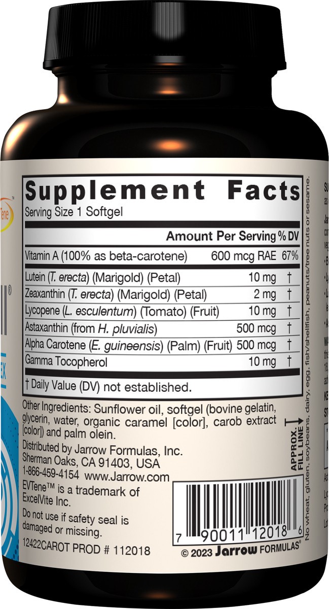 slide 4 of 4, Jarrow Formulas CarotenAll - 60 Softgels - Supplement Provides Seven Major Carotenoids Found in Fruits & Vegetables to Support Cardiovascular & Vision Health - Up to 60 Servings, 60 ct