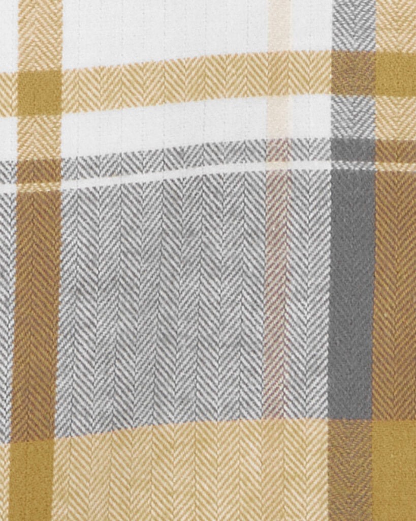 slide 2 of 2, Oshkosh Kid Plaid Cotton Long-Sleeve Button-Down Shirt - Plaid Yellow 7, 1 ct