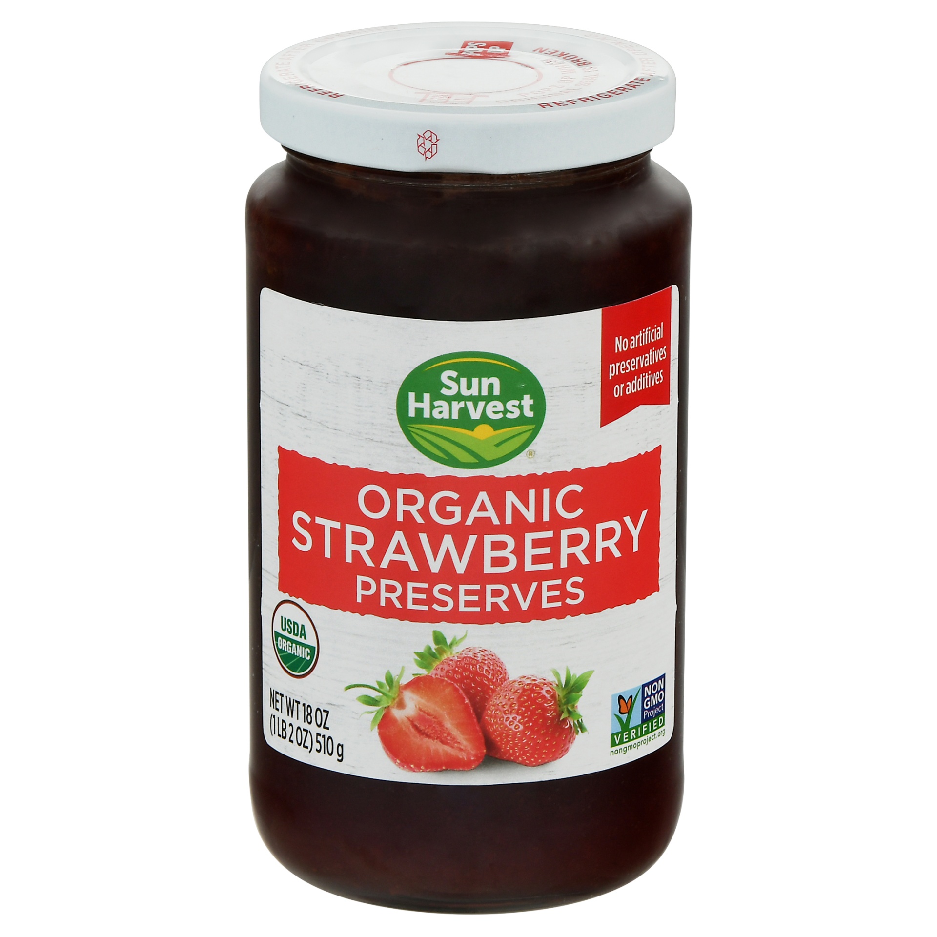 slide 1 of 1, Sun Harvest Organic Strawberry Preserves, 18 oz