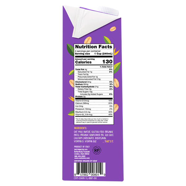 slide 4 of 21, BetterBody Foods Oatsome Organic Original Oat Milk, 1 liter