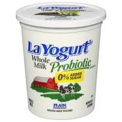 La Yogurt Probiotic Whole Milk Unsweetened Plain Yogurt 32 oz