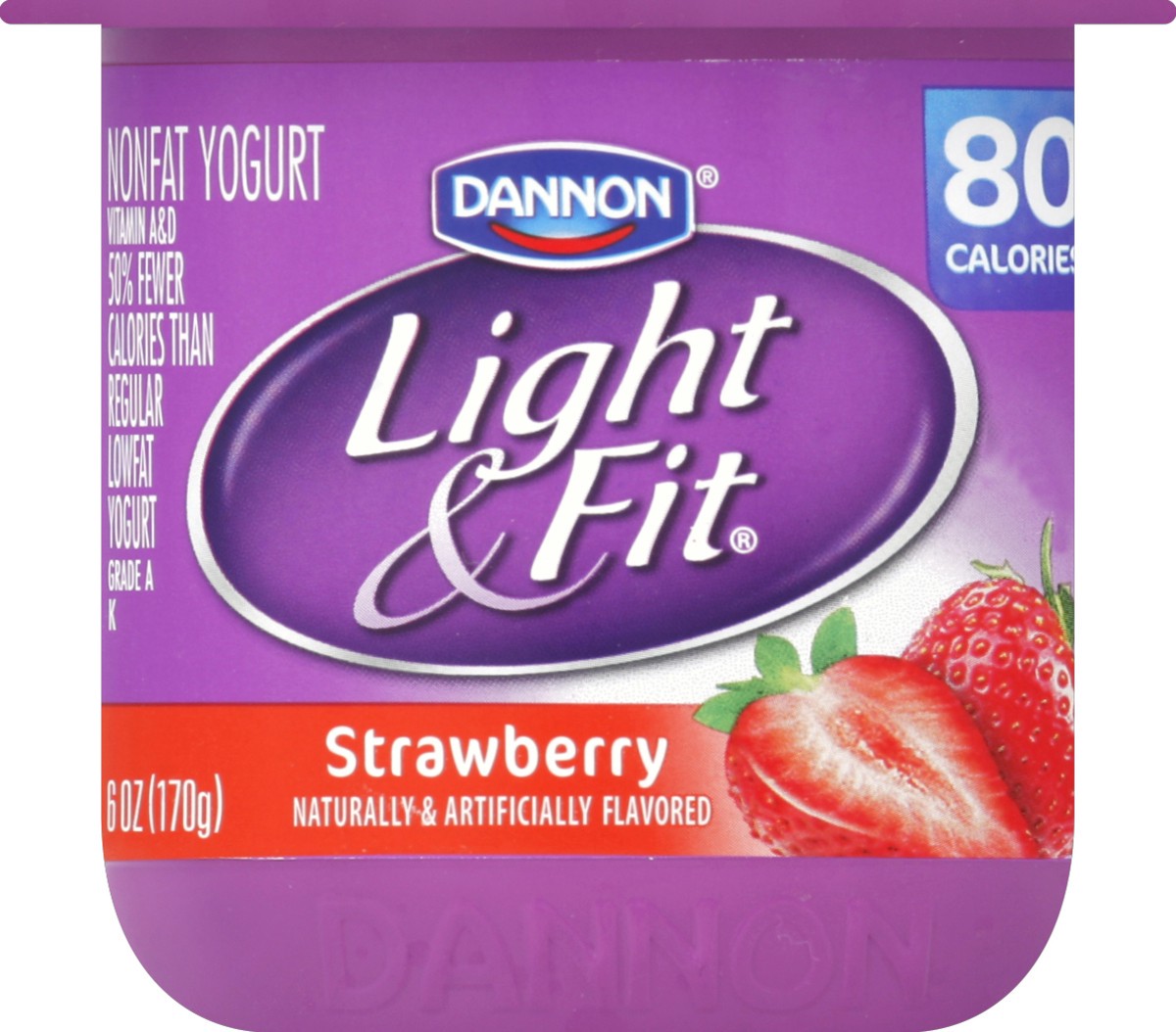 slide 3 of 3, Dannon Light & Fit Strawberry Naturally and Artificially Flavored Non Fat Yogurt, 6 oz