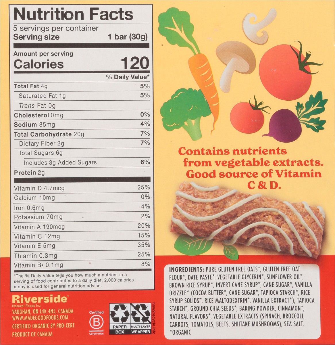 slide 5 of 9, MadeGood Mornings Organic Soft Baked Cinnamon Bun Oat Bars 5 - 1.06 oz Bars, 1.06 oz x 5 ct
