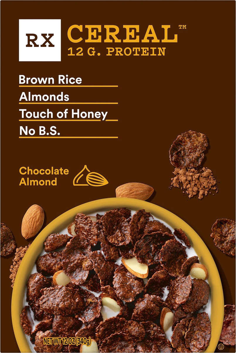 slide 3 of 8, RX Cereal Chocolate Almond, Breakfast Cereal, 12g Protein, 12oz Box, 1 Box, 12 oz