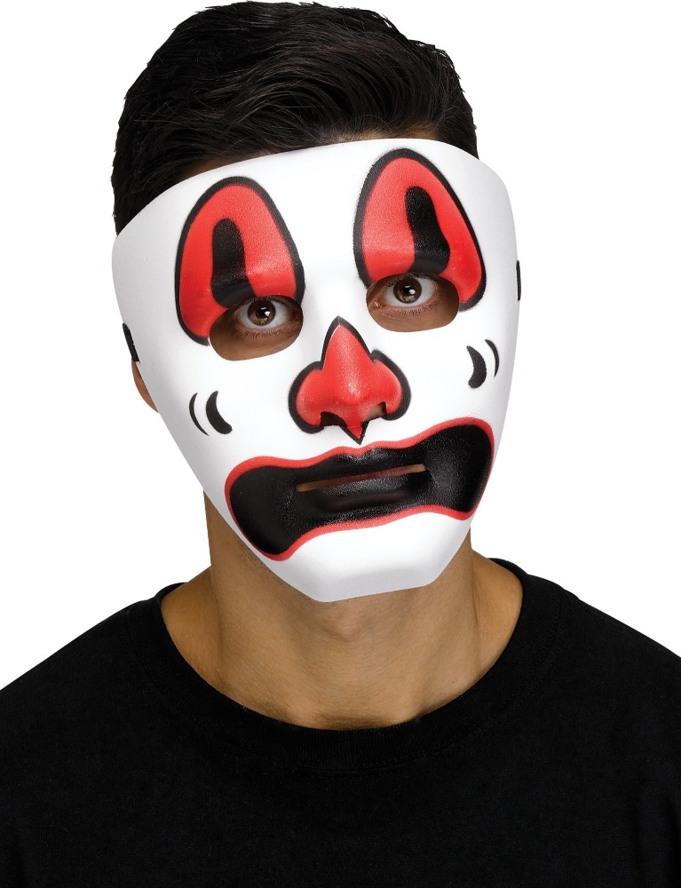 slide 1 of 1, Fun World Clown Mask - White/Red, 1 ct