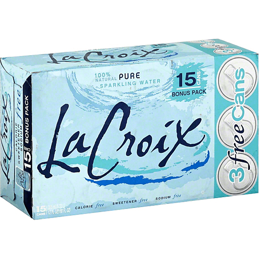 slide 1 of 1, La Croix Sparkling Water, Pure, Bonus Pack, 180 oz