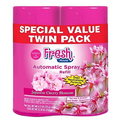 slide 1 of 1, Fresh House Auto Spray Refill - Japanese Cherry Blossom, 2 ct; 6.2 oz