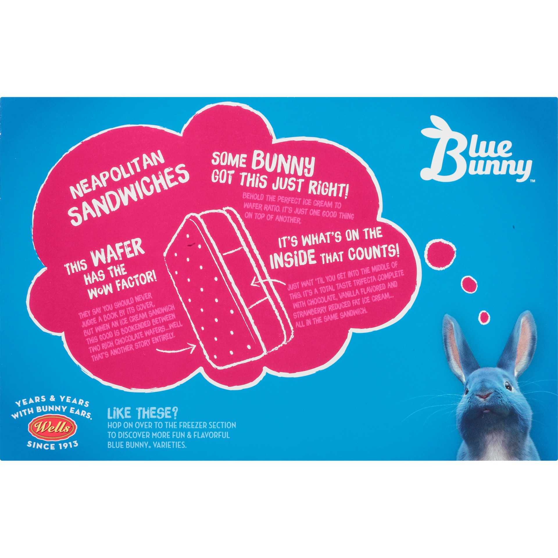 slide 6 of 8, Blue Bunny Neopolitan Prem Trio Sanwich, 34 fl oz