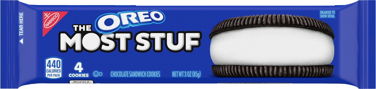 slide 7 of 9, OREO The Most Stuf Chocolate Sandwich Cookies, 3 oz pack (4 cookies), 3 oz