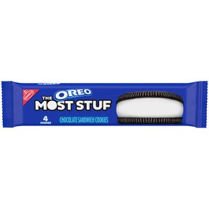 slide 1 of 9, OREO The Most Stuf Chocolate Sandwich Cookies, 3 oz pack (4 cookies), 3 oz