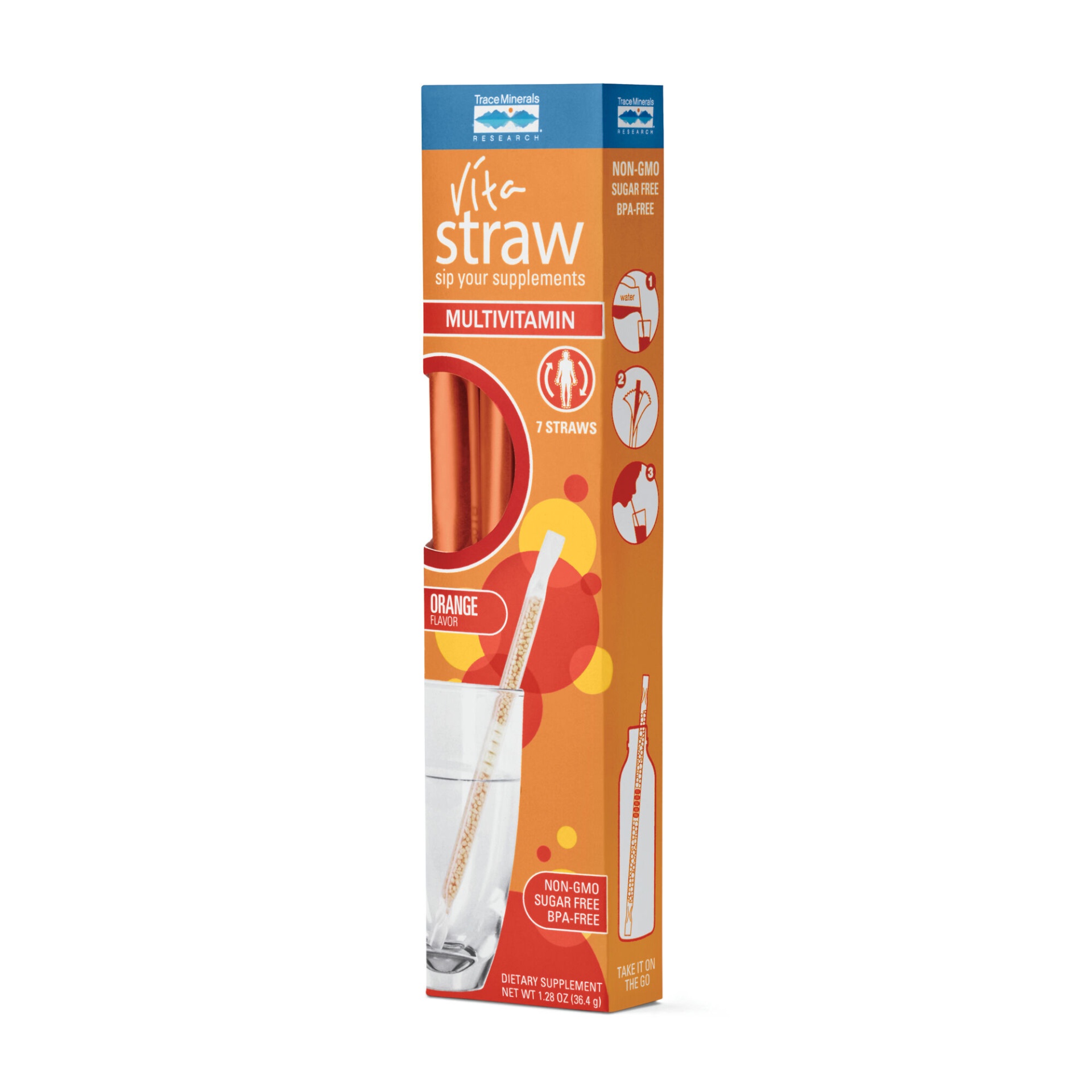 slide 1 of 1, Trace Minerals Vita Straw Multivitamin - Orange, 1 ct