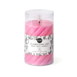 Core Home™ Small Flameless LED Swirl Pillar Wax Candle - Dark Pink