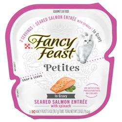 Purina Fancy Feast Petites Seared Salmon Entree With Spinach in Gravy Gourmet Wet Cat Food