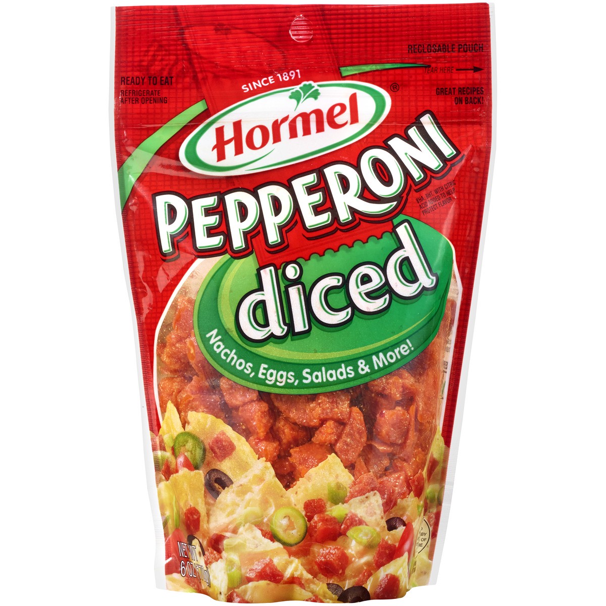 slide 1 of 5, Hormel Diced Pepperoni 6 oz. Pouch, 6 oz