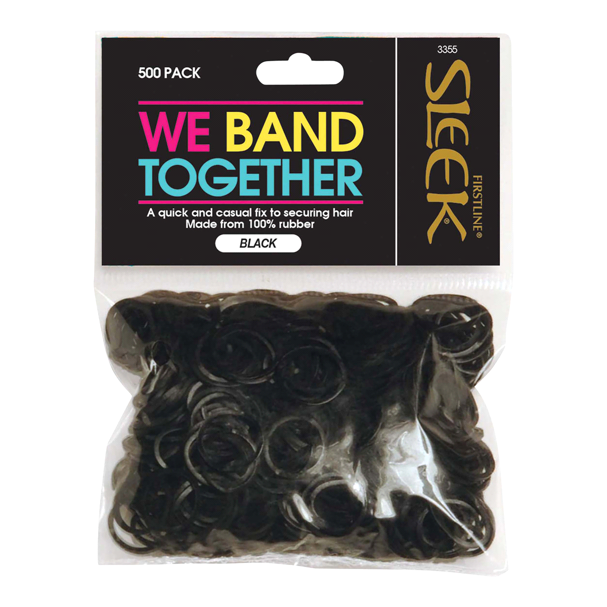 slide 1 of 1, Sleek Black Rubber Bands, 500 ct