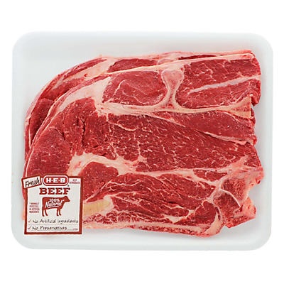 slide 1 of 1, H-E-B Beef Chuck Steak Thin Whole 7 Bone Value Pack, per lb
