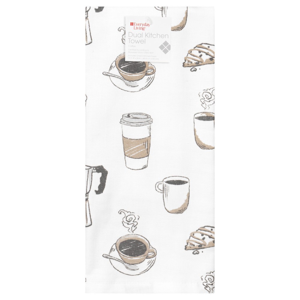 slide 2 of 3, Everyday Living Dual Terry Kitchen Towel - Coffee, 1 ct