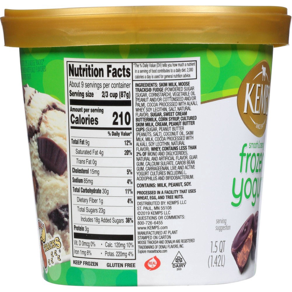 slide 5 of 12, Kemps Moose Tracks Peanut Butter Cups Frozen Yogurt, 1.5 qt