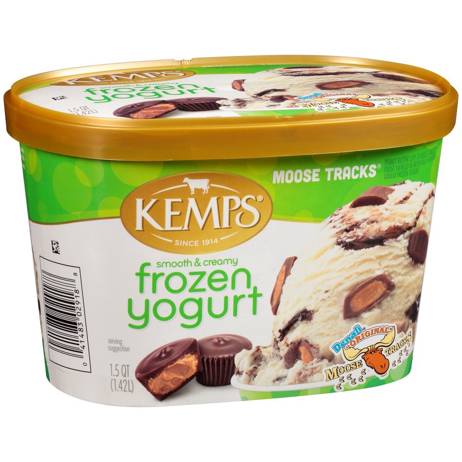 slide 7 of 12, Kemps Moose Tracks Peanut Butter Cups Frozen Yogurt, 1.5 qt