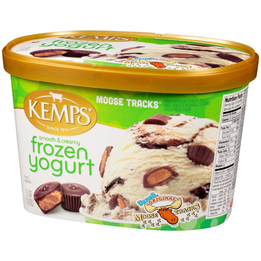 slide 8 of 12, Kemps Moose Tracks Peanut Butter Cups Frozen Yogurt, 1.5 qt