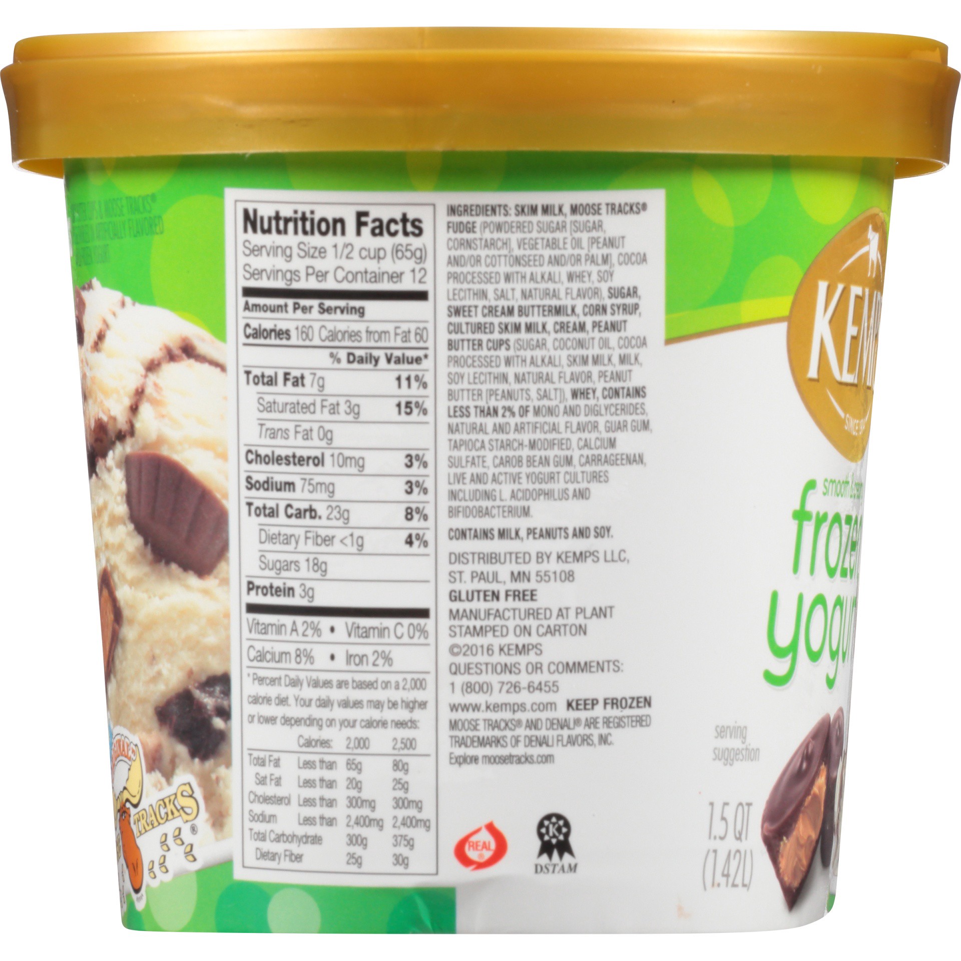 slide 10 of 12, Kemps Moose Tracks Peanut Butter Cups Frozen Yogurt, 1.5 qt