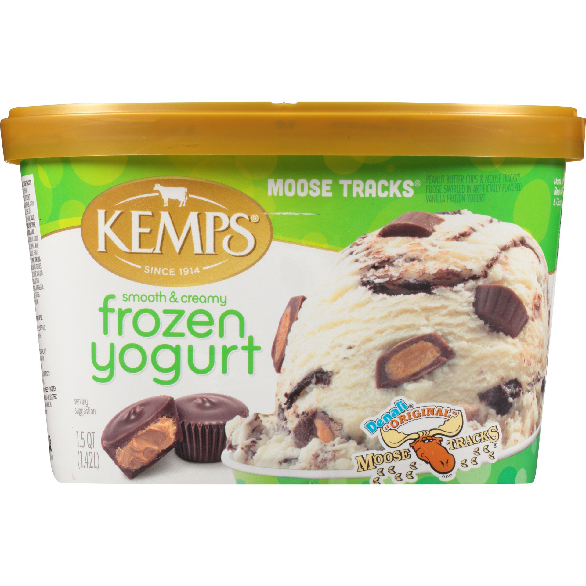 slide 11 of 12, Kemps Moose Tracks Peanut Butter Cups Frozen Yogurt, 1.5 qt