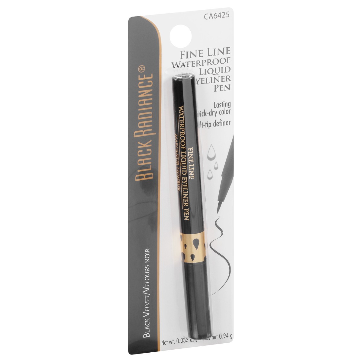 slide 3 of 9, Black Radiance Black Velvet CA6425 Fine Line Waterproof Liquid Eyeliner Pen 0.033 oz, 0.03 oz