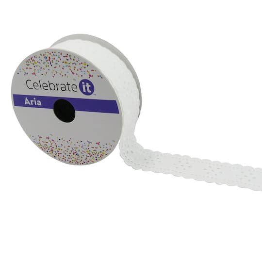 slide 1 of 3, 1.5" X 3yd. Lace Ribbon By Celebrate It Aria Vintage Blush, 1.5 in x 3 yd