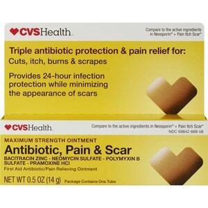 slide 1 of 1, CVS Health Antibiotic Pain & Scar Ointment, .5 Oz, 0.5 oz