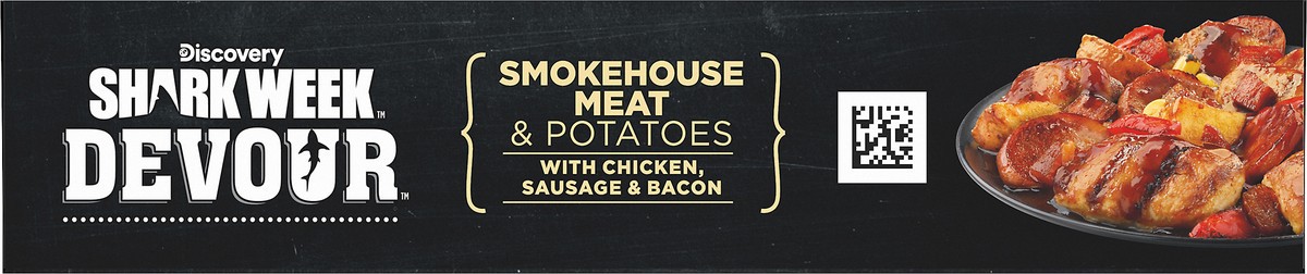 slide 8 of 9, DEVOUR Smokehouse Meat & Potatoes with Chicken, Sausage & Bacon, 9.8 oz
