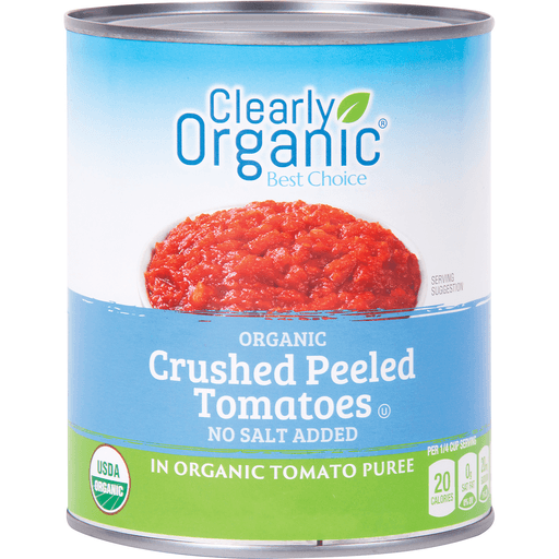 slide 1 of 1, Clearly Organic No Salt Added Crushed Peeled Tomatoes , 28 oz